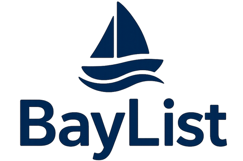 BayList logo with a sailboat icon on a white background